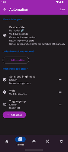 Screenshot - motion sensor automation switch off